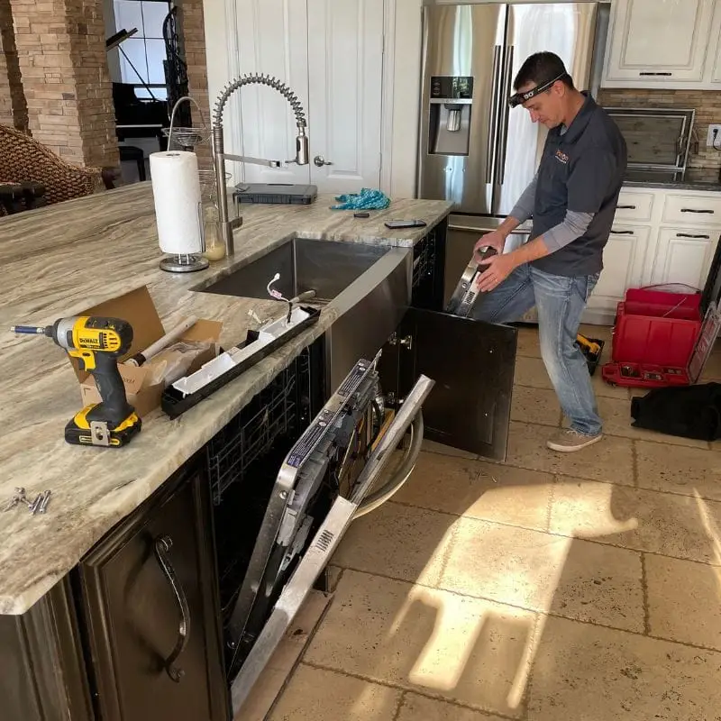 GE dishwasher repair in The Woodlands, TX. by PowerOn Appliance Repair technician